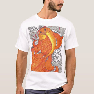 Koi op zwart en wit t-shirt