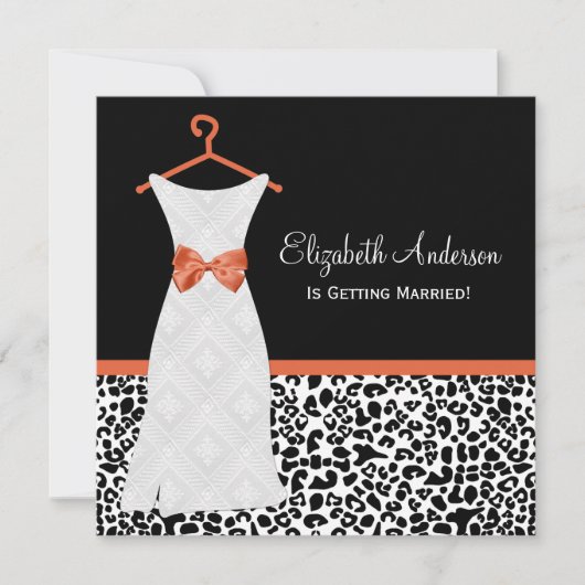 Koi Oranje Gewn Leopard PrintBridal Shower Kaart (Voorkant)