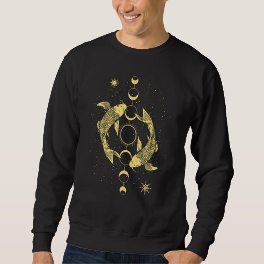 Koi Outfit Ying Yang Carp Sun Moon Phase Japan Sty Trui (Voorkant)