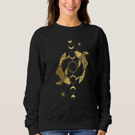 Koi Outfit Ying Yang Carp Sun Moon Phase Japan Sty Trui (Voorkant)