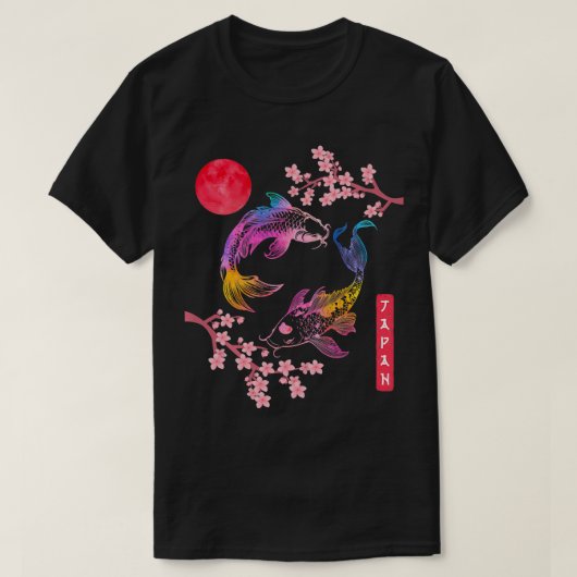 Koi-p Vis Sakura Rode Regenboog Zon Japanse Kersen T-shirt (Design voorkant)