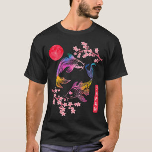 Koi-p Vis Sakura Rode Regenboog Zon Japanse Kersen T-shirt