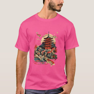 Koi Pagoda Tempel Aziatische Karper Koi Vis Japans T-shirt