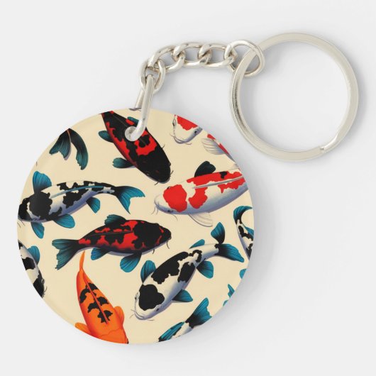 Koi Pattern Ronde Acryl Sleutelhanger (Achterkant)