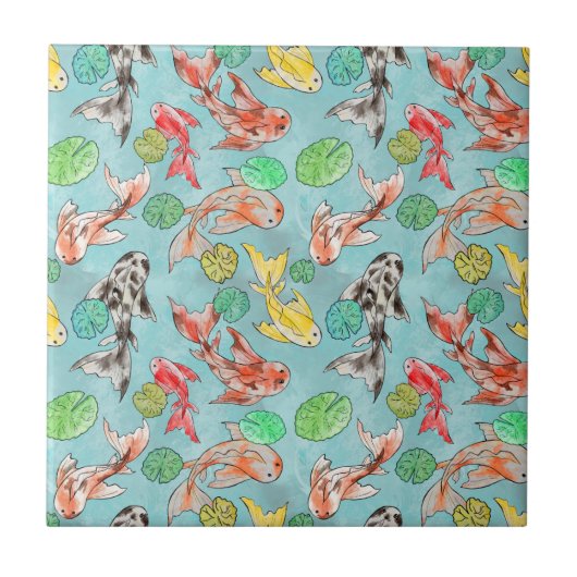 Koi pond acuarelas tegeltje (Voorkant)