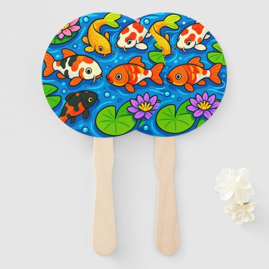 Koi Pond Art Handwaaier (Voorkant en achterkant)