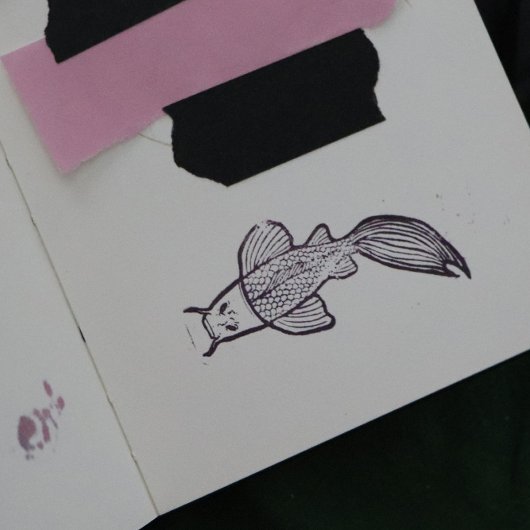 Koi Pond Art Kois Fish Design Red Calico Koi Rubberstempel