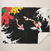 Koi Pond - black - Japanese Design Blanket Sherpa Deken (Voorkant (horizontaal))