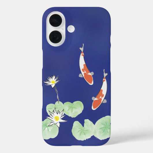 Koi Pond Blue iPhone 16 Nauwelijks daar Hoesje (Achterkant)