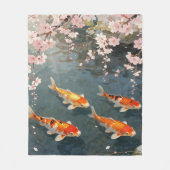 Koi Pond Cherry Blossom Serenity Fleece Deken (Voorkant)