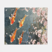 Koi Pond Cherry Blossom Serenity Fleece Deken (Voorkant (Horizontaal))