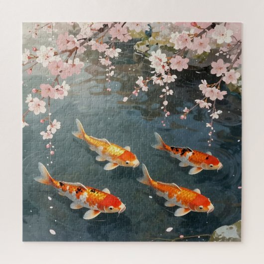 Koi Pond Cherry Blossom Serenity Legpuzzel (Verticaal)