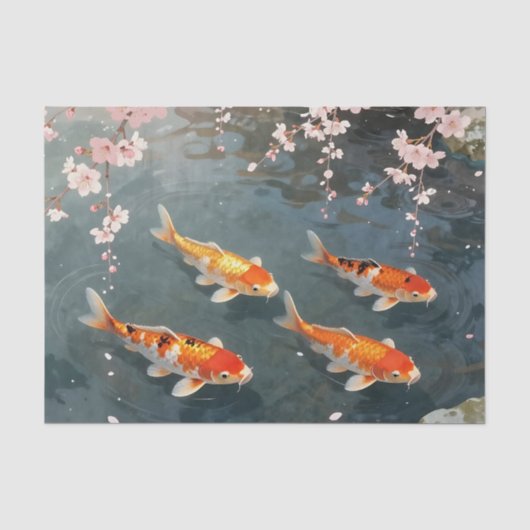 Koi Pond Cherry Blossom Serenity Tissuepapier (Voorkant)