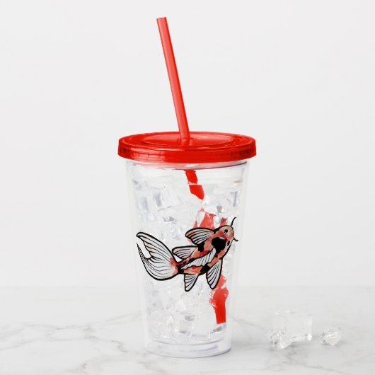 Koi Pond Fish Artwork Acryl Drinkbeker (Voorkant ijs)