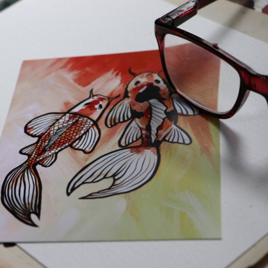 Koi Pond Fish Artwork Briefkaart