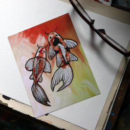 Koi Pond Fish Artwork Briefkaart