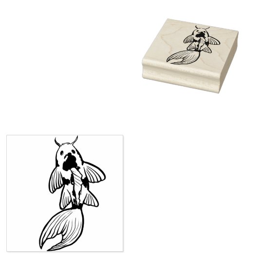 Koi Pond Fish Artwork Rubberstempel (Gestempeld)