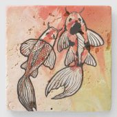 Koi Pond Fish Artwork Stenen Onderzetter (Voorkant)