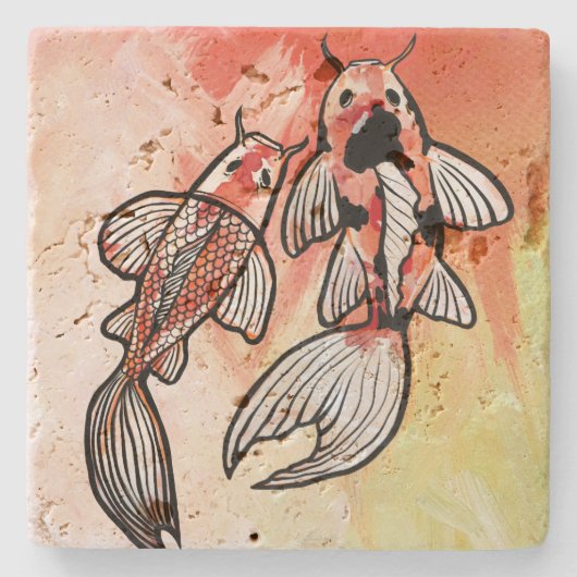 Koi Pond Fish Artwork Stenen Onderzetter (Voorkant)