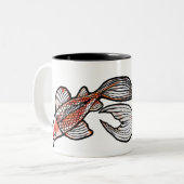 Koi Pond Fish Artwork Tweekleurige Koffiemok (Voorkant links)