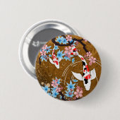 Koi Pond - hout - Japanse Design Button (Voorkant /achterkant)