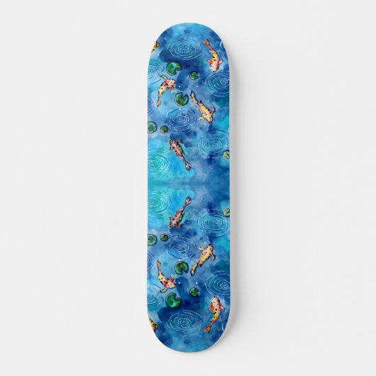 Koi Pond in de regen Persoonlijk Skateboard (Voorkant)