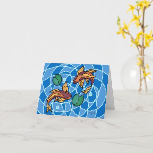 Koi Pond Kaart (Gele Bloem)