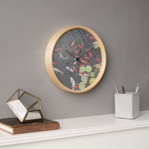 Koi Pond Klok in sinaasappels en greens