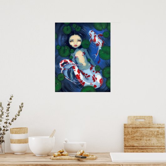 Koi Pond Mermaid fantasy Art Print (Keuken)