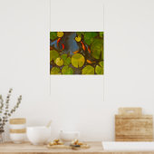 Koi Pond met lendenkussens en kleine vissen Poster (Keuken)