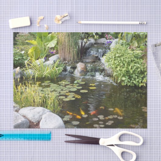 Koi Pond met Waterfall Tissuepapier (Craft)