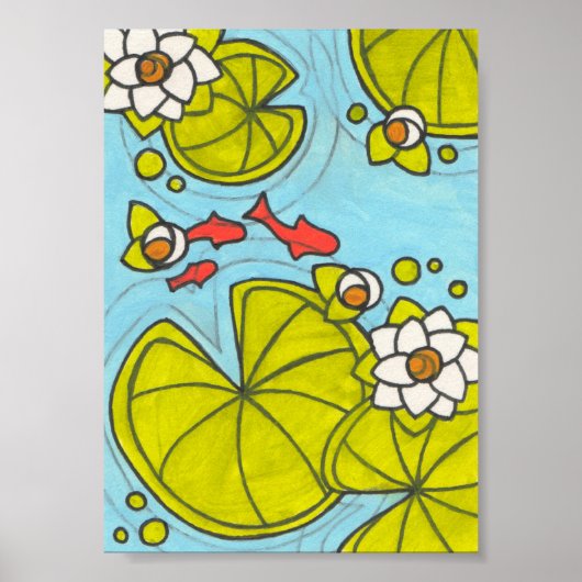 Koi Pond Mixed Media Print (Voorkant)