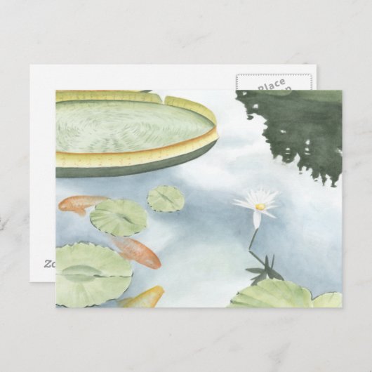 Koi Pond Reflection met vissen en geles Briefkaart (Voorkant / Achterkant)