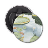 Koi Pond Reflection met vissen en geles Button Flesopener (Voorkant)