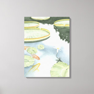 Koi Pond Reflection met vissen en geles Canvas Afdruk