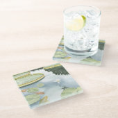 Koi Pond Reflection met vissen en geles Glazen Onderzetter (Schuin)