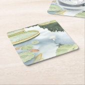 Koi Pond Reflection met vissen en geles Kartonnen Onderzetters (Schuin)