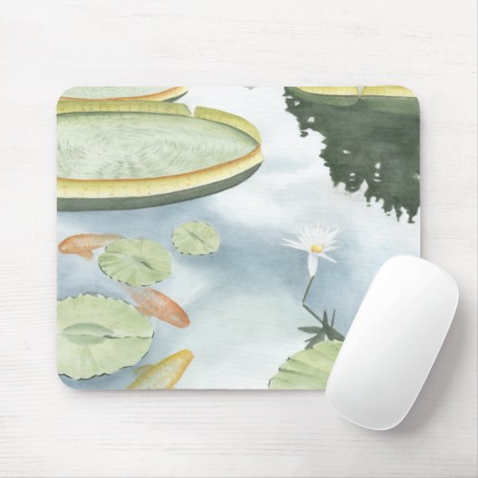 Koi Pond Reflection met vissen en geles Muismat (Met muis)