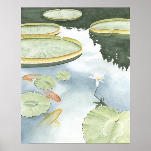 Koi Pond Reflection met vissen en geles Poster (Voorkant)