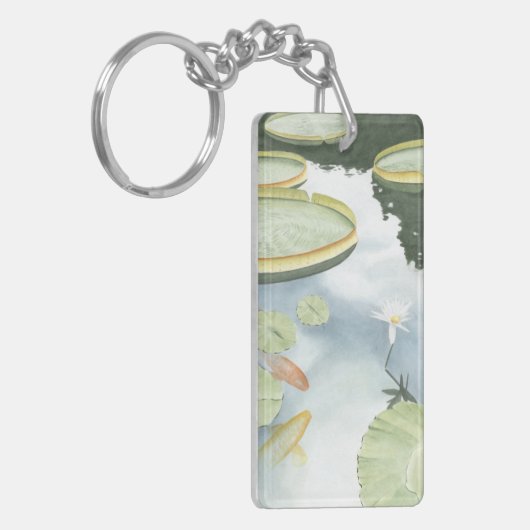 Koi Pond Reflection met vissen en geles Sleutelhanger (Voorkant Links)