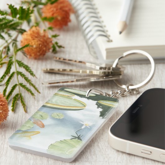 Koi Pond Reflection met vissen en geles Sleutelhanger (Voorkant Rechts)