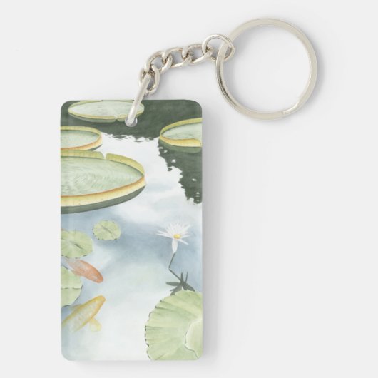 Koi Pond Reflection met vissen en geles Sleutelhanger (achterkant)