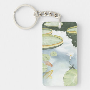 Koi Pond Reflection met vissen en geles Sleutelhanger
