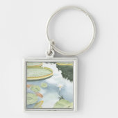 Koi Pond Reflection met vissen en geles Sleutelhanger (Voorkant)