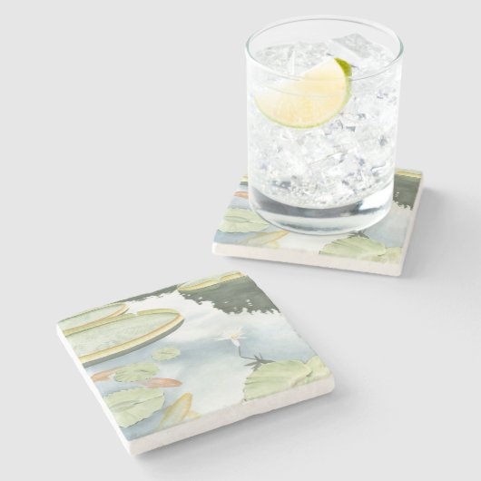 Koi Pond Reflection met vissen en geles Stenen Onderzetter (Zijkant)