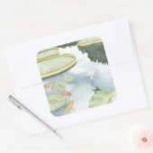 Koi Pond Reflection met vissen en geles Vierkante Sticker (Envelop)