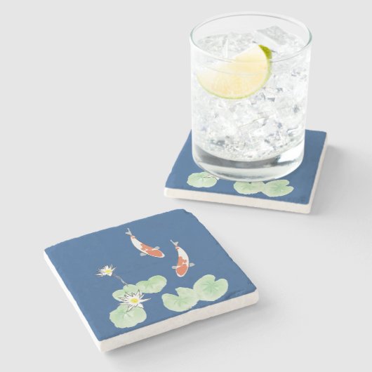 Koi Pond Stenen Onderzetter (Zijkant)