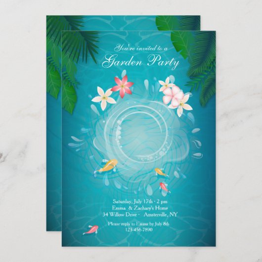 Koi Pond Uitnodiging (Voorkant / Achterkant)