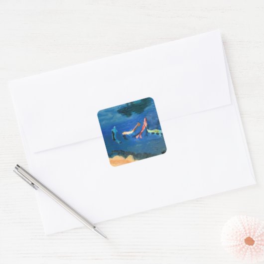 Koi Pond Vierkante Sticker (Envelop)
