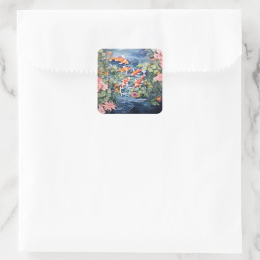Koi Pond Vierkante Sticker (Tas)